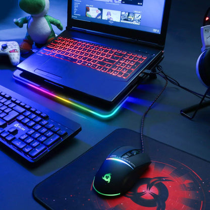 KLIM Aurora + Laptop Cooling Stand with RGB backlighting + 11" - 17" + Gaming Laptop Cooling Pad for Desk + USB Powered Fan + Stable and Sturdy Aluminum Build + Compatible Mac and PS4 + New