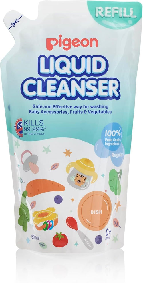 Pigeon Biodegradable Liquid Cleanser to Wash Baby Bottles, Teats, Accessories, Fruits & Vegetables, 650ml Refill