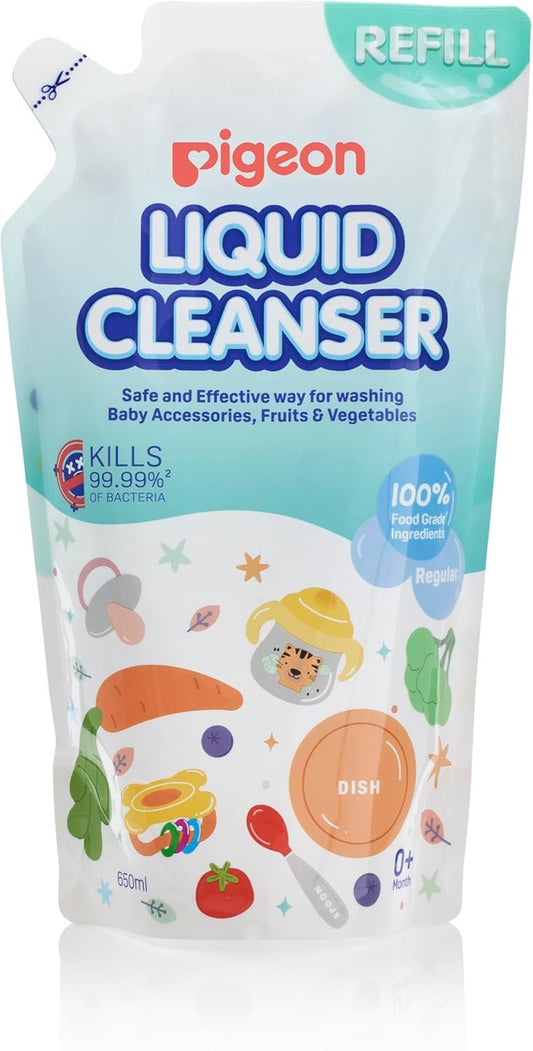 Pigeon Biodegradable Liquid Cleanser to Wash Baby Bottles, Teats, Accessories, Fruits & Vegetables, 650ml Refill