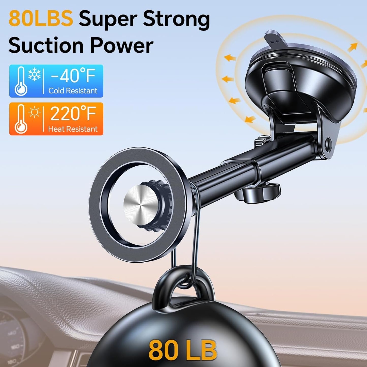 for MagSafe Car Mount【Windshield+Vent+Dash】Magnetic Phone Holder Car Suction Cup Phone Holder for Car Phone Holder Mount 【Strong Magnets】Support Cellulaire Auto for iPhone 16 Pro Max 15 14 13 12 Plus