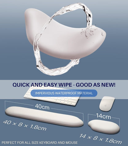 Gel Wrist Rest Combo, Ergonomic Silicone Wrist Support Pads, PU Leather Surface, Non Slip Base, Palm and Hand Soft Cushion for Laptop, Desktop, Office (Black)