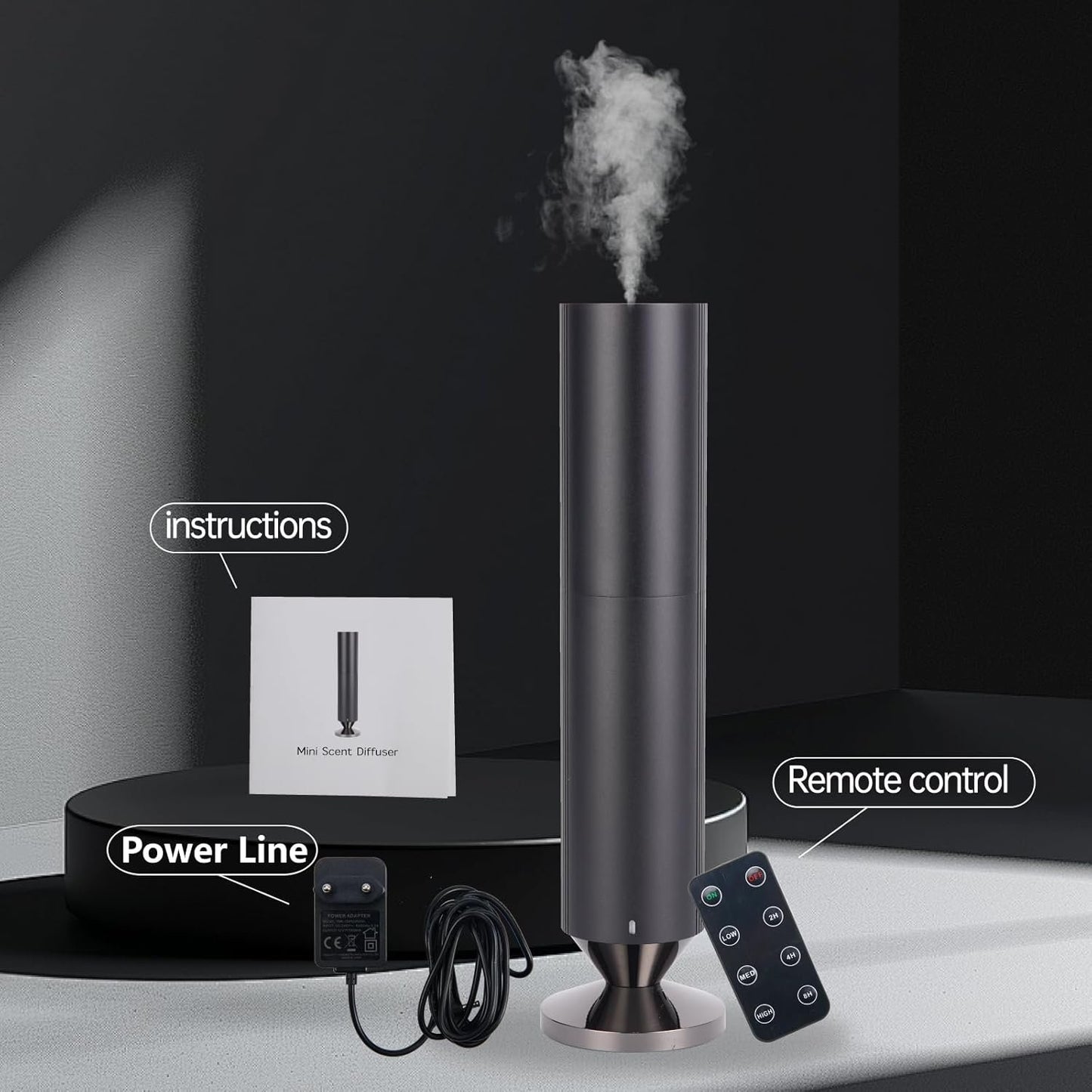 Waterless Diffuser for Home - Durable Metal Case Essential Oil Diffuser, Remote Controls& Bluetooth Control, Cover Up to 6000 cu ft, Mute, Aroma Diffusers for Essential Oils, Diffuser for Large House