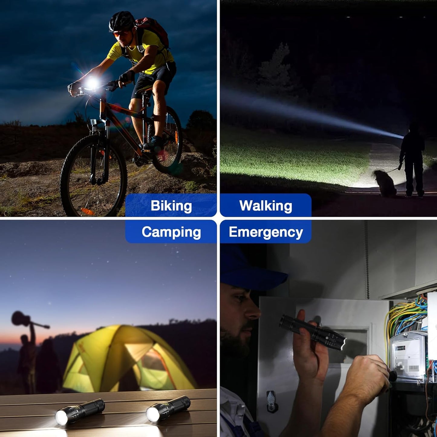 Tactical Flashlights 2 Pack, Zoomable Bright LED Torch High Lumens with 5 Modes, Waterproof Small Torch Light for Camping Essential, Camping Emergency Hiking Torch Flashlight