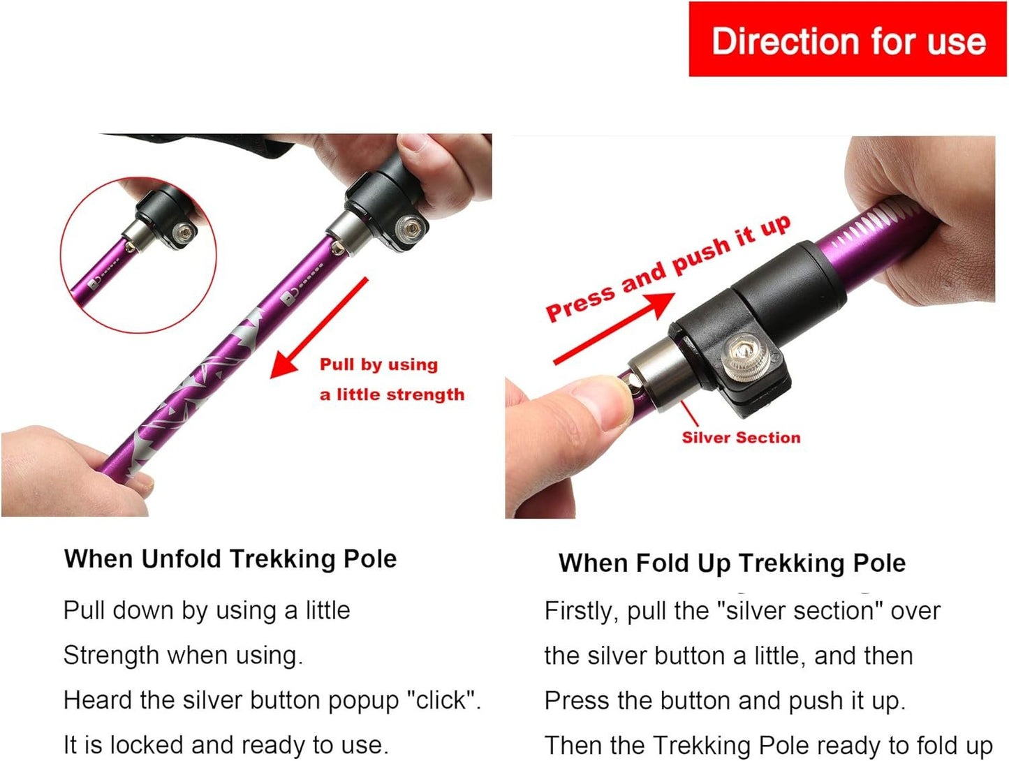 A ALAFEN Aluminum Collapsible Ultralight Travel Trekking Hiking Pole for Men and Women