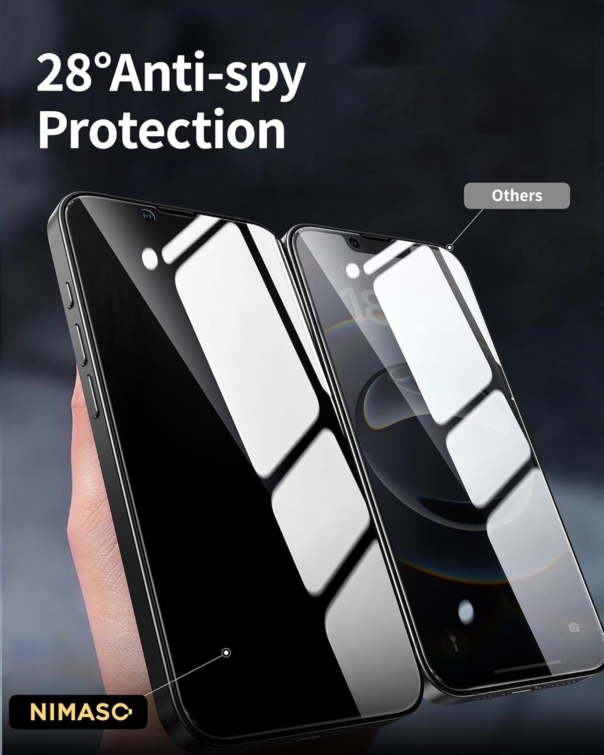 NIMASO for iPhone 16e Screen Protector iPhone 13/13 Pro/14 Screen Protector, 2 Pack Privacy Tempered Glass, Anti-Spy, Automatic Dust Removal, Instant Installation (6.1 inches)