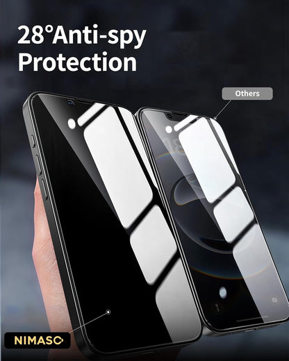 NIMASO for iPhone 16e Screen Protector iPhone 13/13 Pro/14 Screen Protector, 2 Pack Privacy Tempered Glass, Anti-Spy, Automatic Dust Removal, Instant Installation (6.1 inches)