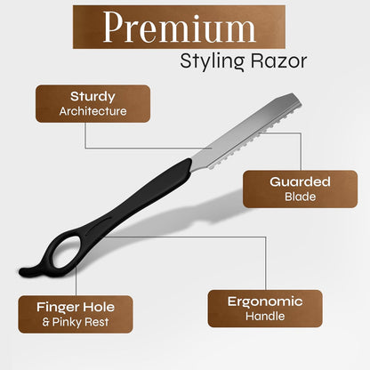 Facón Professional Hair Styling Thinning Texturizing Cutting Faether Razor + 10 Replacement Blades