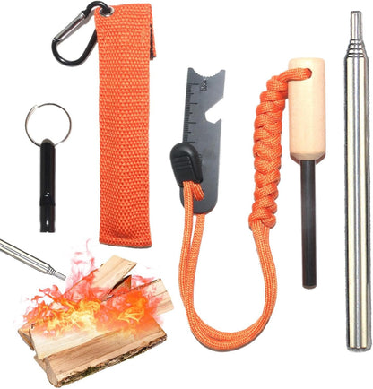 Hiking Tools Kit, 5 Survival Kits, Multifunctional, Keychain Carabiner, Fire Starter, Clip, Portable Camping Accessories for Backpacking, Outdoor