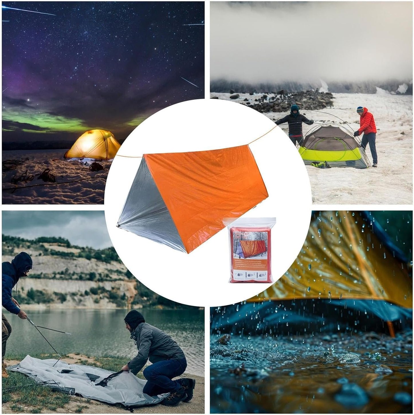 2-Person Survival Tent - Tube Tent Survival Shelter | Outdoor Camping | Waterproof and Windproof Shelter | Gear Tarp Sleeping Bag | Reflective Thermal Tube for Camping Outdoor Activities