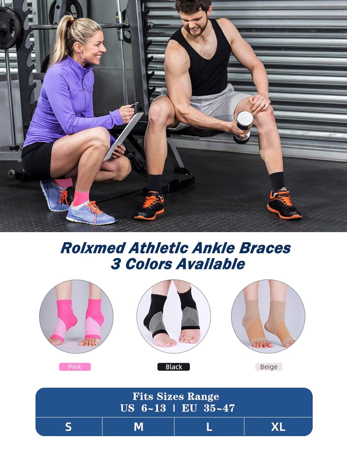 Rolxmed Peripheral Neuropathy Socks Ankle Compression Sleeves for Plantar Fasciitis Nerve Pain Relief Support Sock Elastic Brace for Women Men (4, Black, L)