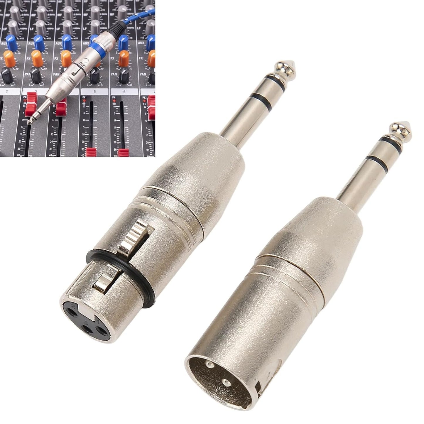 1/4 Inch TRS to XLR Adapter, 2Pcs 1 4 6.5mm Stereo Balanced Female Cables & Leads Male 3Pin and Sound Connector Quarter 6.35mm Microphone Cable for Mixers Microphones Amplifiers