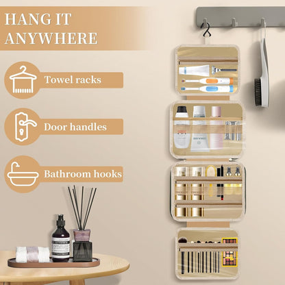 AKOZLIN Hanging Travel Toiletry Bag Makeup Bag Travel Makeup Cosmetic Organizer Waterproof Travel Wash Bag for Travel Accessories Essentials,Black-Large