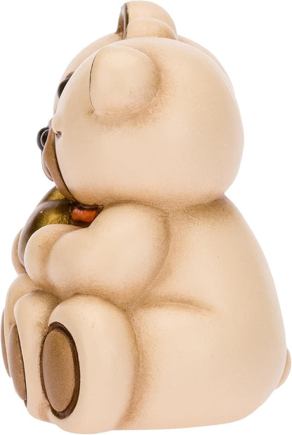 THUN, Ceramic Favour Decorated by Hand with Iconic Couple Teddy and Heart, Symbol of Love, Wedding Favours Line, 4.8 x 3.5 x 5 cm H