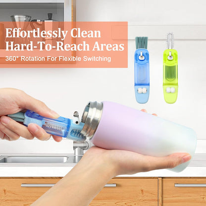 ASSRECT 4 in 1 Cup Lid Cleaning Brush 3pcs Multifunctional Cleaning Brush Portable Crevice Cleaning Brush Set for Bottle Gap Tight Spaces Cup Essential Cleaning Tools for Home Kitchen