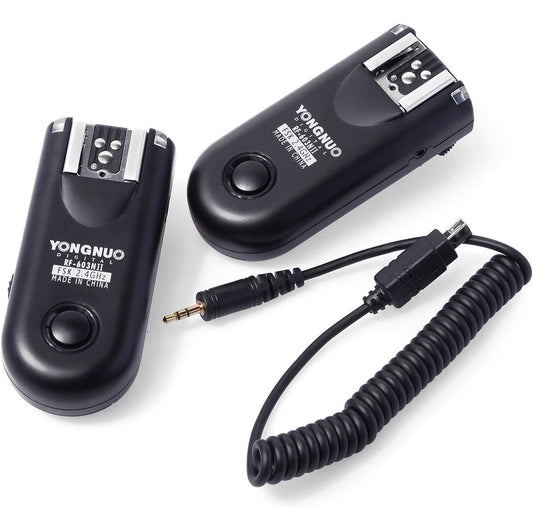 Yongnuo RF-603 N II â€“ 2 Wireless Trigger Kit for Nikon Cameras (2.4 GHz, 120 m, AAA), Black