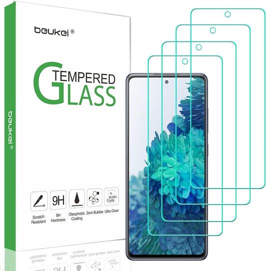 beukei (4 Pack) Compatible for Samsung Galaxy S20 FE 5G / Galaxy S20 FE 5G UW [ Not Fit S20/S21FE/S21] Screen Protector Tempered Glass,Touch Sensitive,Case Friendly, 9H Hardness