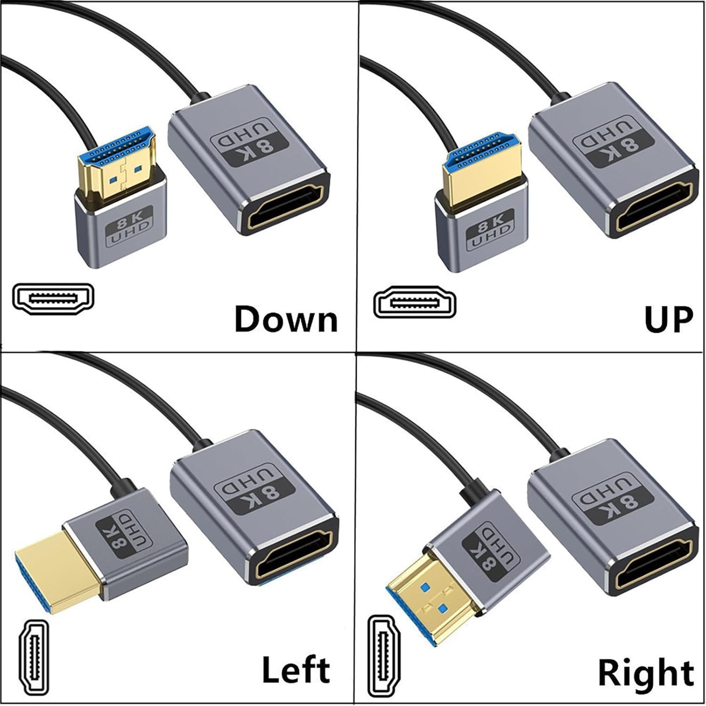 QMQJIA 8K Video Cord 2.1 Version Coiled Extension Cable 1080P 60Hz 48Gbps for 1080p Video Streaming Line Extension Line