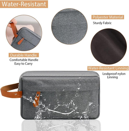 Kallsi Toiletry Bag for Men and Women, Portable Travel Shaving Dopp Kit Water-Resistant Storage Bag, Organizer Cosmetic Bags for Accessories, Grey