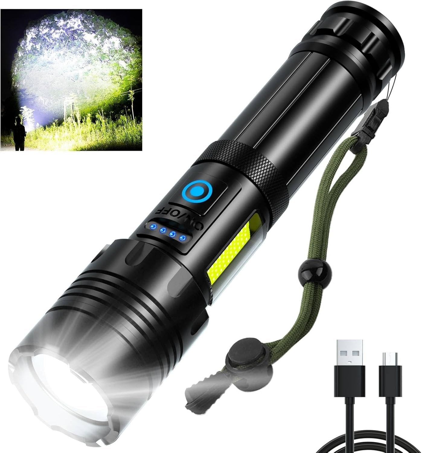Flashlights High Lumens, Bright Flashlight LED Rechargeable, Adjustable Tactical Flashlights High Powered, Flash Lights for Home