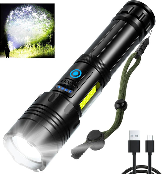 Flashlights High Lumens, Bright Flashlight LED Rechargeable, Adjustable Tactical Flashlights High Powered, Flash Lights for Home