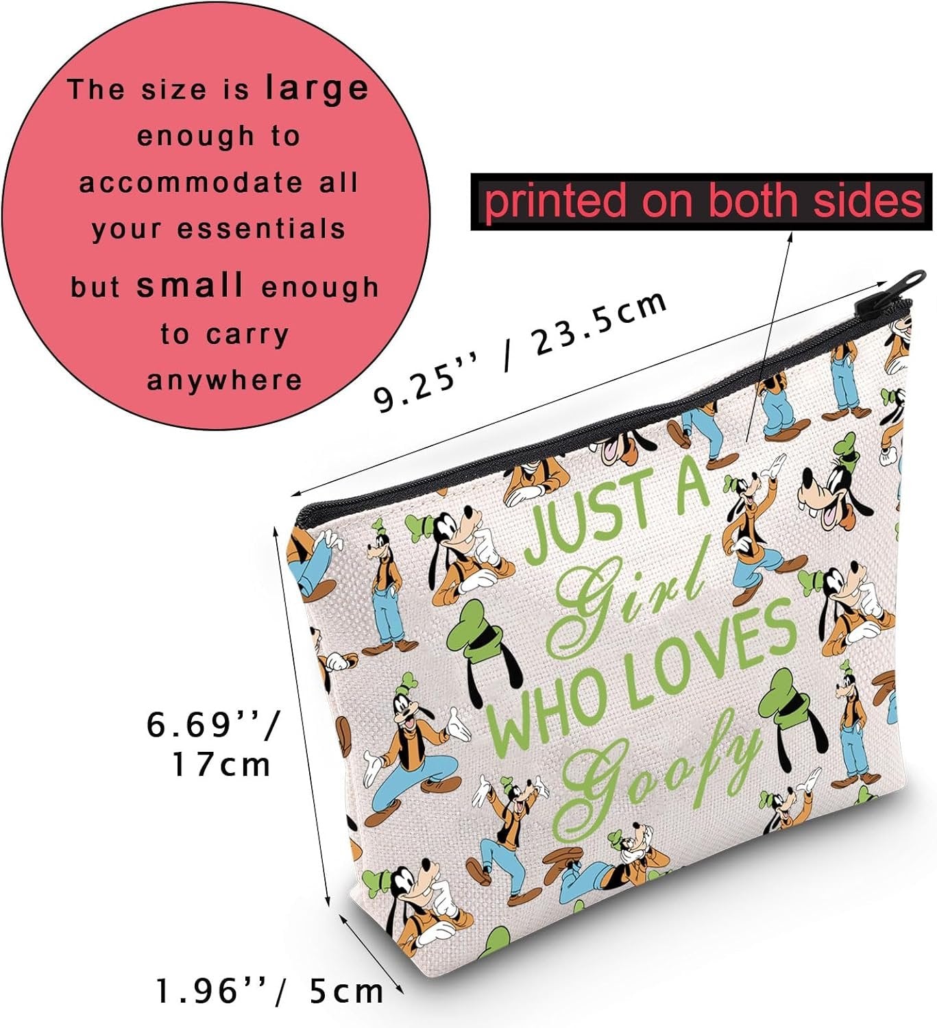 Goofy Dog Cosmetic Bag Cartoon Movies Merch Travel Toiletry Zipper Pouch Family Vacation Gift (Ca Dog)