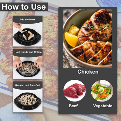 Premium Chicken Shredder – Effortless Shredding Tool for Tender, Shredded Chicken, Pulled Pork, Meat, and More – Easy-to-Use Manual Shredder for Fast Meal Prep, Black
