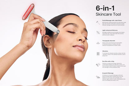 VRAIKO Aurora-X Handheld Gua Sha Device, White Jade Neck Face Massager with Thermal, Vibration and Massage Tail, for Face Sculpting Anti-Aging and Relaxation at Home