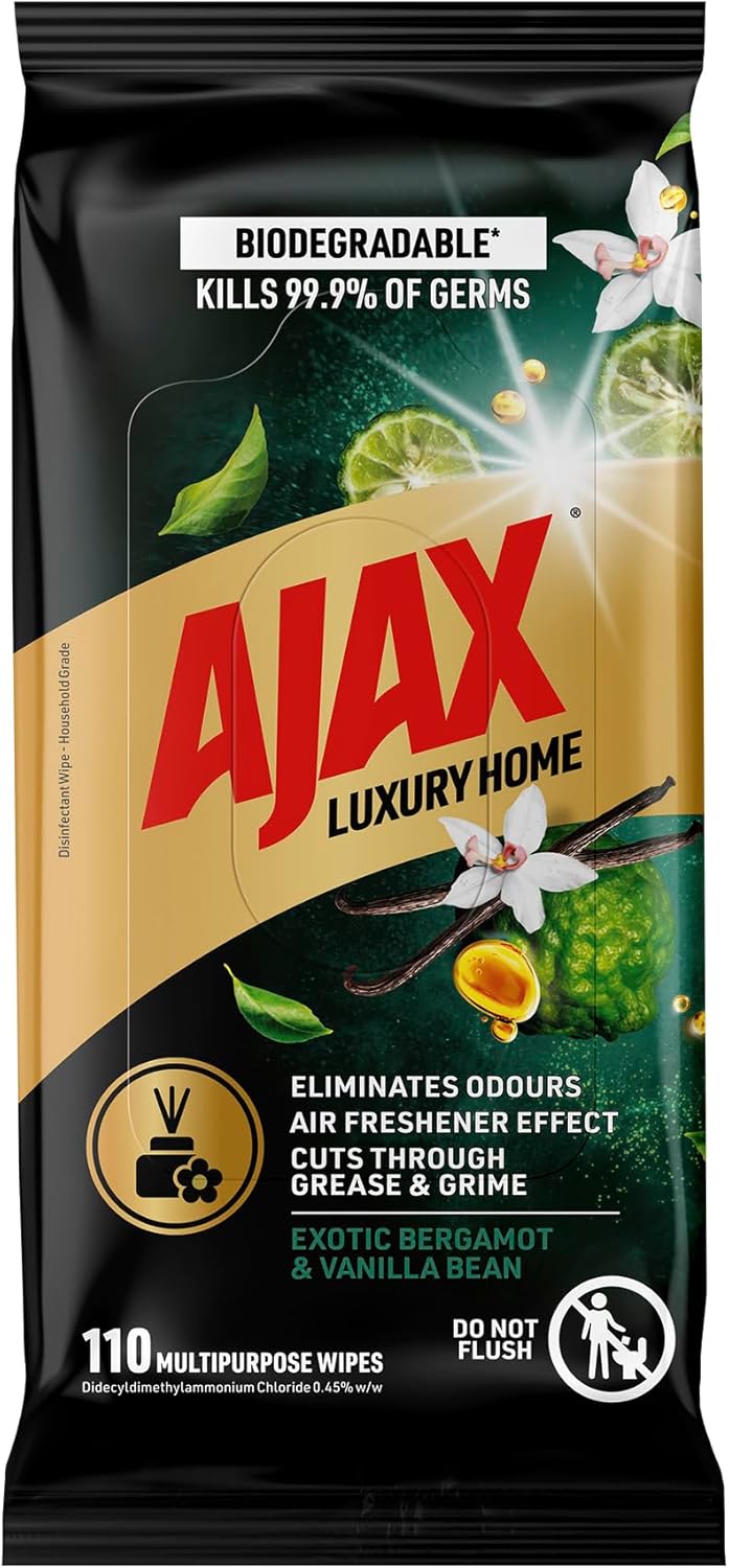Ajax Luxury Home Multipurpose Cleaning Wipes Exotic Bergamot & Vanilla Bean 110 Pack