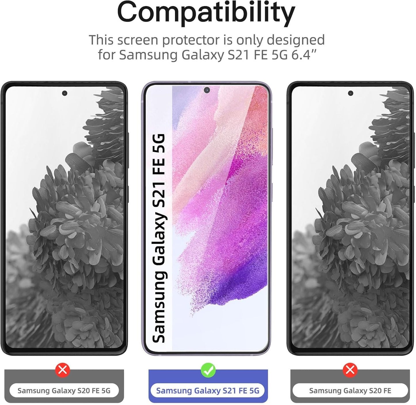 NEW'C 3 Pack Privacy Screen Protector for Samsung Galaxy S21 FE 5G, Enhanced 28-Degree Privacy Angle, Ultra Durable 9H Hardness, Bubble-Free