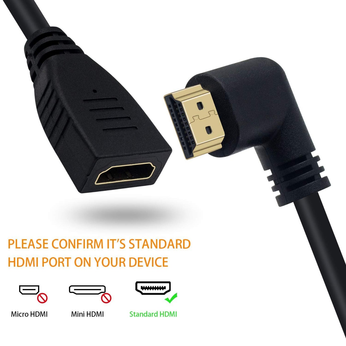 Poyiccot 8K HDMI Extension Cable, Short HDMI 90 Degree Left Angle Male to Female HDMI 2.1 Cable Adapter 48Gbps with 8K 60Hz Video and 3D HDR for TV/Xbox /PS4 /PS5 (Left M/F), 0.5feet