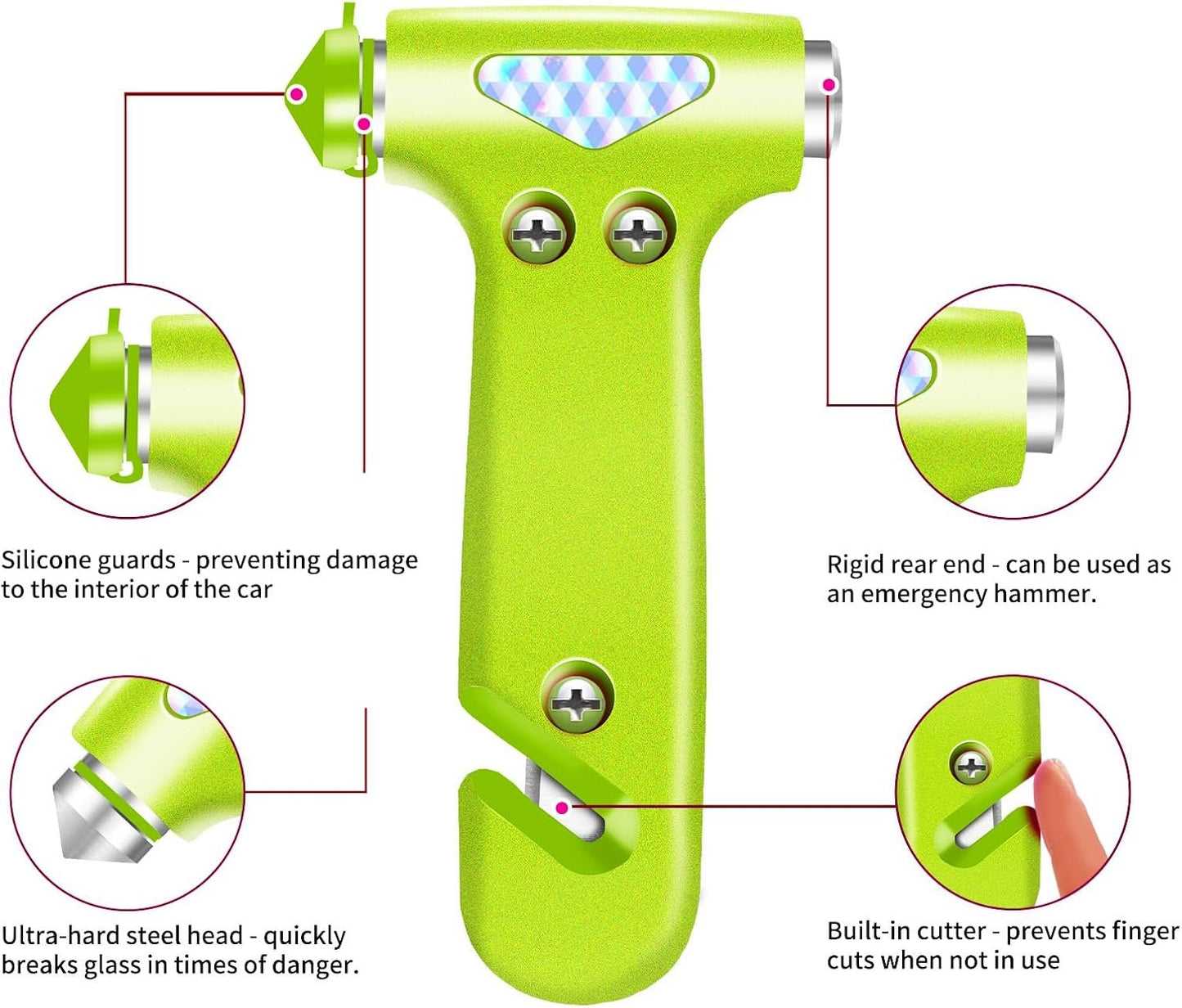 COFSODI 2PCS Safe Hammer Car Window Breaker Tool. Seat Belt Cutter and Glass Breaker. Car Necessities SafetyHammer Glass Breaker. Window Punch Tool in Car Emergency Kit. Compact Car Escape Tool.
