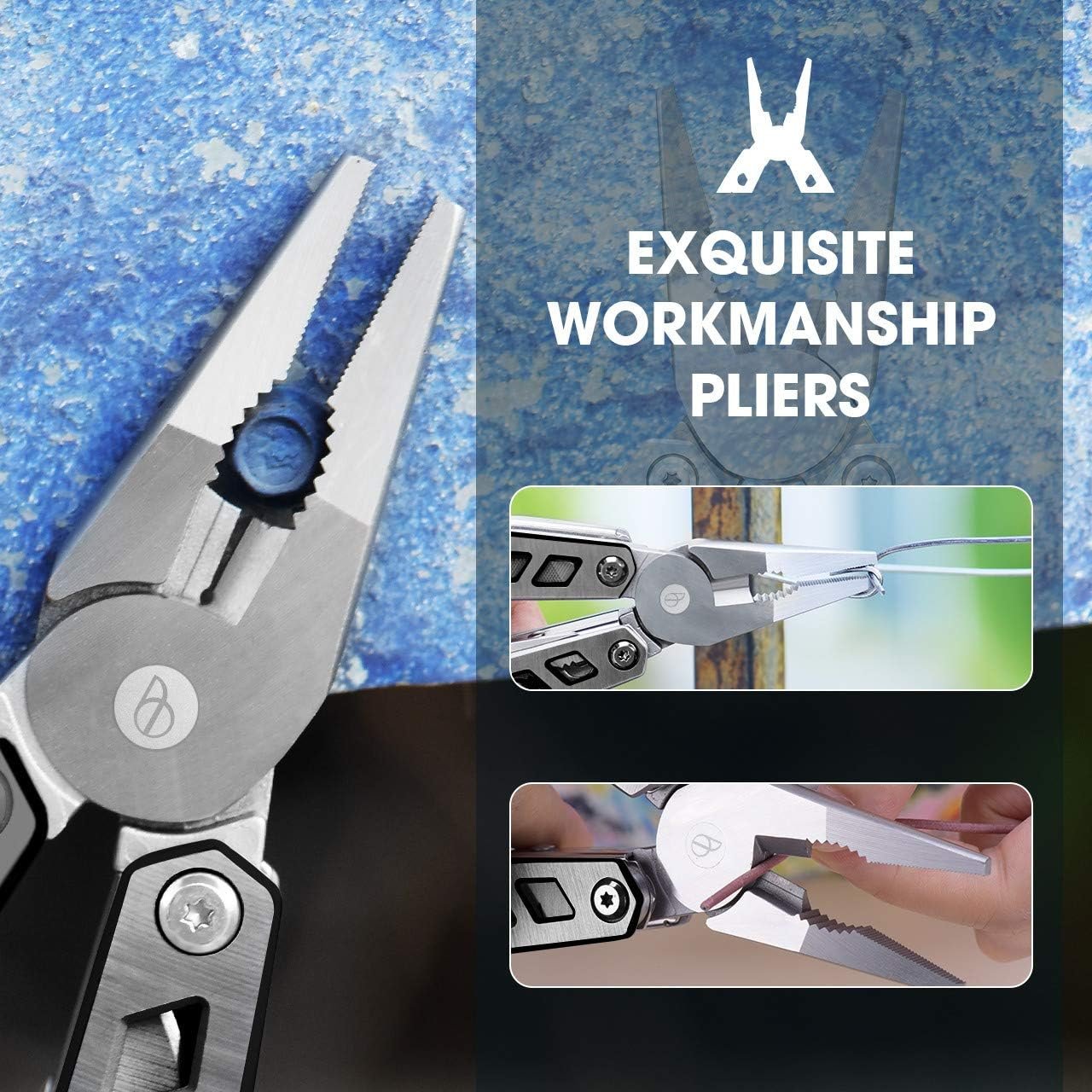 BIBURY Multitool Pliers, 21-in-1 Multi-Purpose Pocket Knife Pliers Kit, 420 Durable Stainless Steel Multi-Plier Multi-Tool for Survival, Camping, Hunting, Fishing and Hiking, Gift for Him