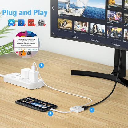 [Apple MFi Certified] Lightning to HDMI Adapter for Apple, Digital AV Adapter 1080P HD with Charging Port, Sync Screen Photo Audio Video to HDMI Cable for iPhone/iPad/iPod to HDTV/Projector/Monitor