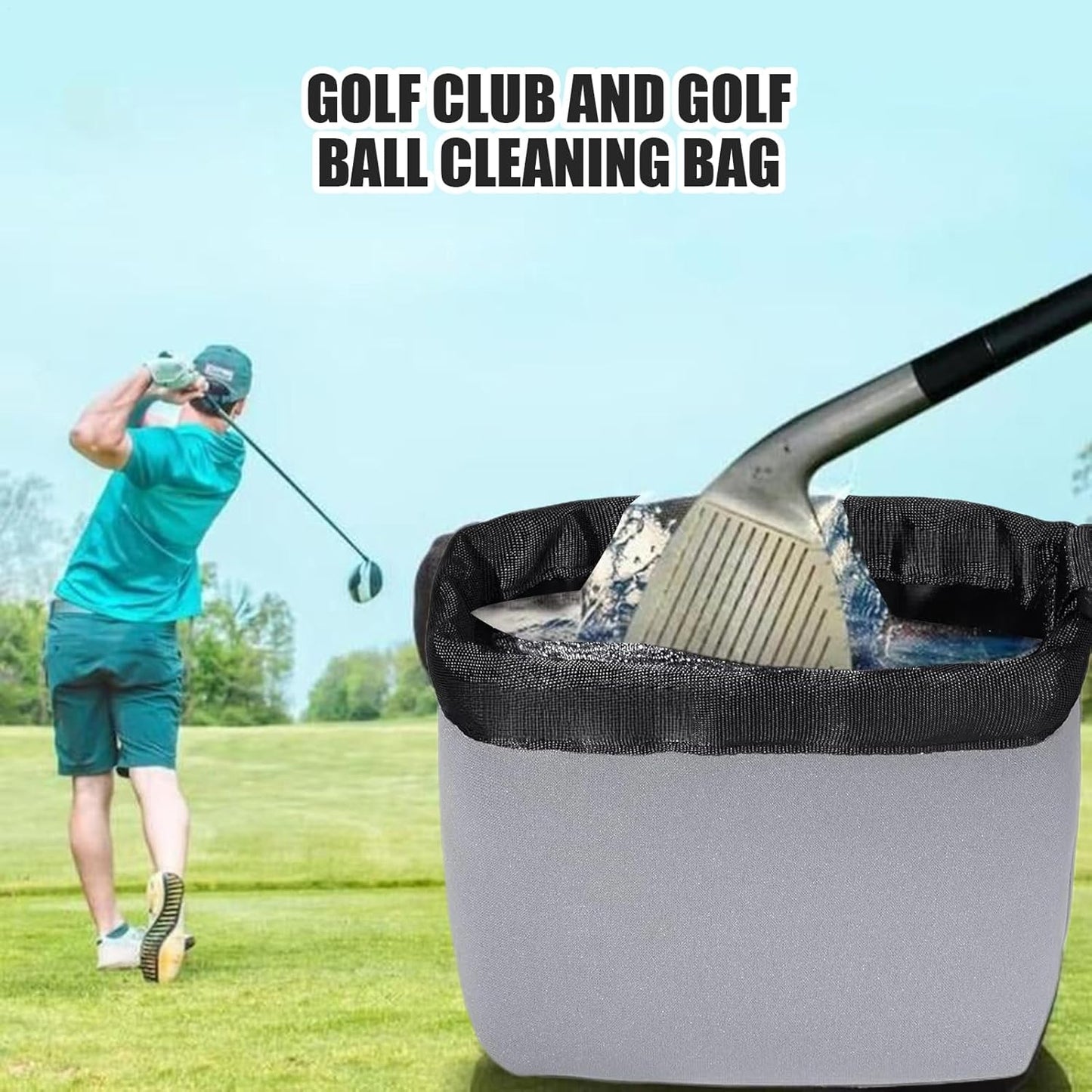 Golf Club Cleaning Pouch, Detachable Ball Washer, Portable Compact Waterproof Exterior Clip, Maintenance Tool for Driving Range and Golfs Course Use, Drivings Range Accessoriess