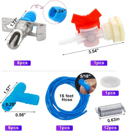 Zarique Automatic Rabbit Watering Kit Include 6 Nipple Drinker Feeders, ID 5/16" Hose, Barb Fittings to G1/2" Thread Connector,Rodent Poultry Watering System Bucket Connector,Animal Water Dispenser