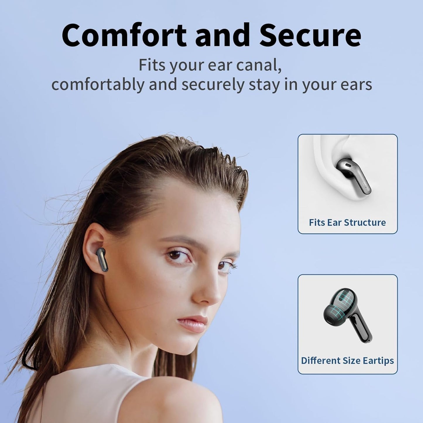 TAGRY Bluetooth Headphones True Wireless Earbuds 60H Playback LED Power Display Earphones with Wireless Charging Case IPX5 Waterproof in-Ear Earbuds with Mic for TV Smart Phone Laptop Computer Sports