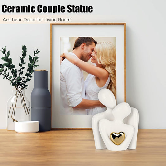 UTTCMK Bedroom Decor Couple Statue - Mini Art Couple Sculpture Knick Knacks Aesthetic, Modern Tv Stand Decoration Items for Living Room Bookshelf Shelves Wedding Coffee Table Decor(White B)