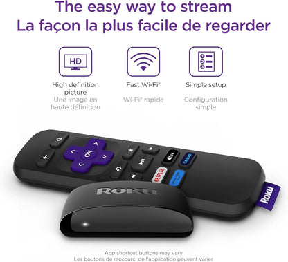 Roku Express (New, 2023) HD Streaming Device with High-Speed HDMI Cable and Simple Remote (No TV Controls), Guided Setup and Fast Wi-Fi