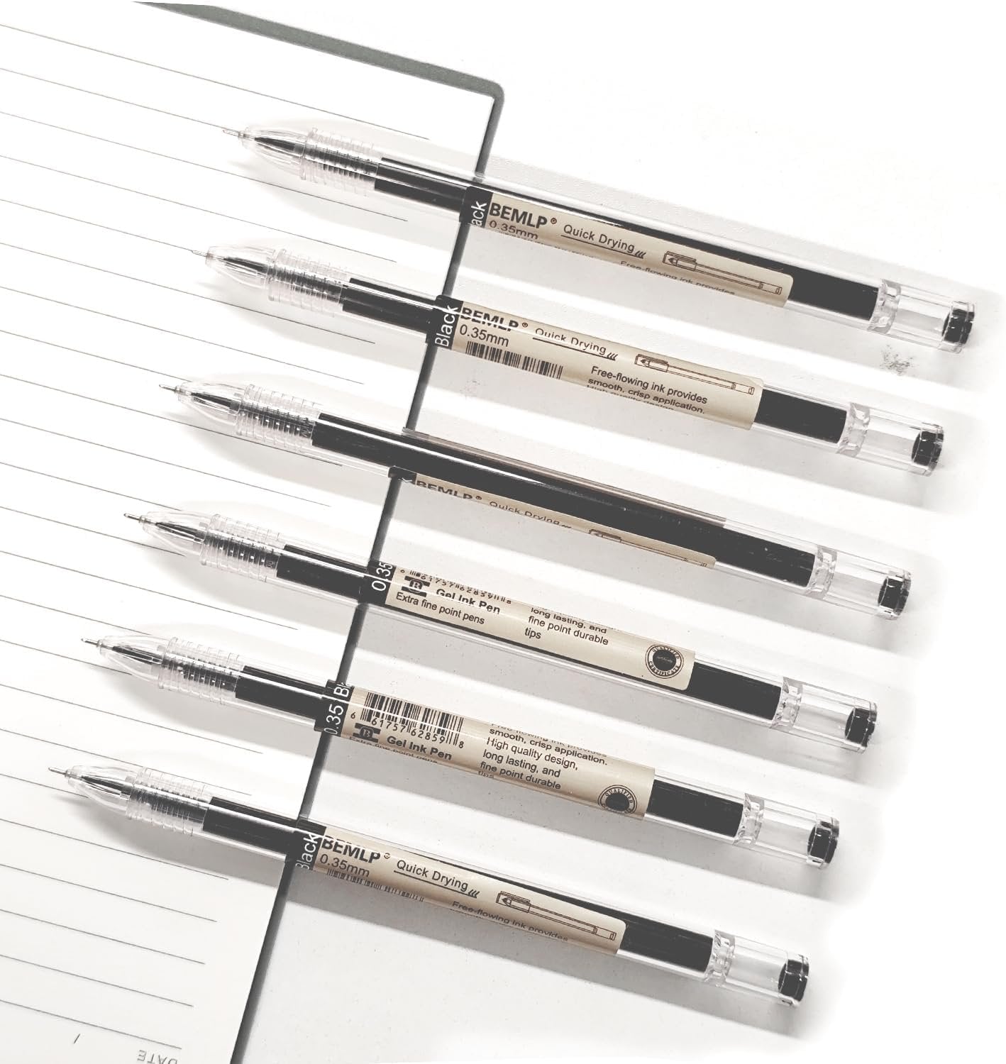 Gel ink Pen 0.35mm Black Liquid Ink Rollerball Gel Pens Quick Drying fine point Pens Ballpoint Japanese Pens Premium School Office student Exam Writing Stationery Supply 12 Pcs/Set (Black)