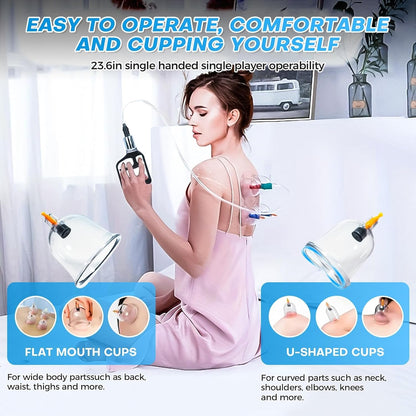 New Cupping Set - Multifunctional Cupping Therapy Kit for Massage, Professional Chinese Vacuum Cupping with Magnets, Cellulite & Muscle Pain Relief, Includes Manual Pump (13 Cups)