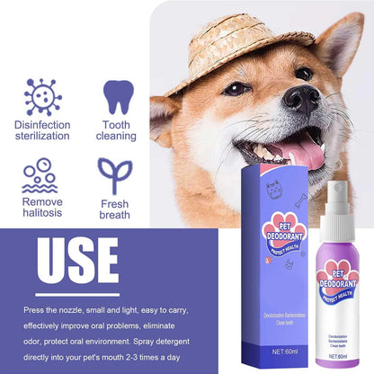 Pet Oral Spray, Teeth Cleaning Spray for Dogs & Cats, New Pet Teeth Cleaning Spray, Pet Breath Freshener Spray Care, Targets Tartar, Plaque Removing, Without Brushing, Eliminate Bad Breath, Pet Oral