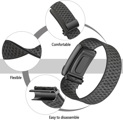 Pashm Stretchy Bands Compatible with Whoop 4.0 for Women Men, Adjustable Sport Comfort Nylon Stretchy Elastic Braided Wristbands for Whoop 4.0 Wearable Health, with U Shapped Connector