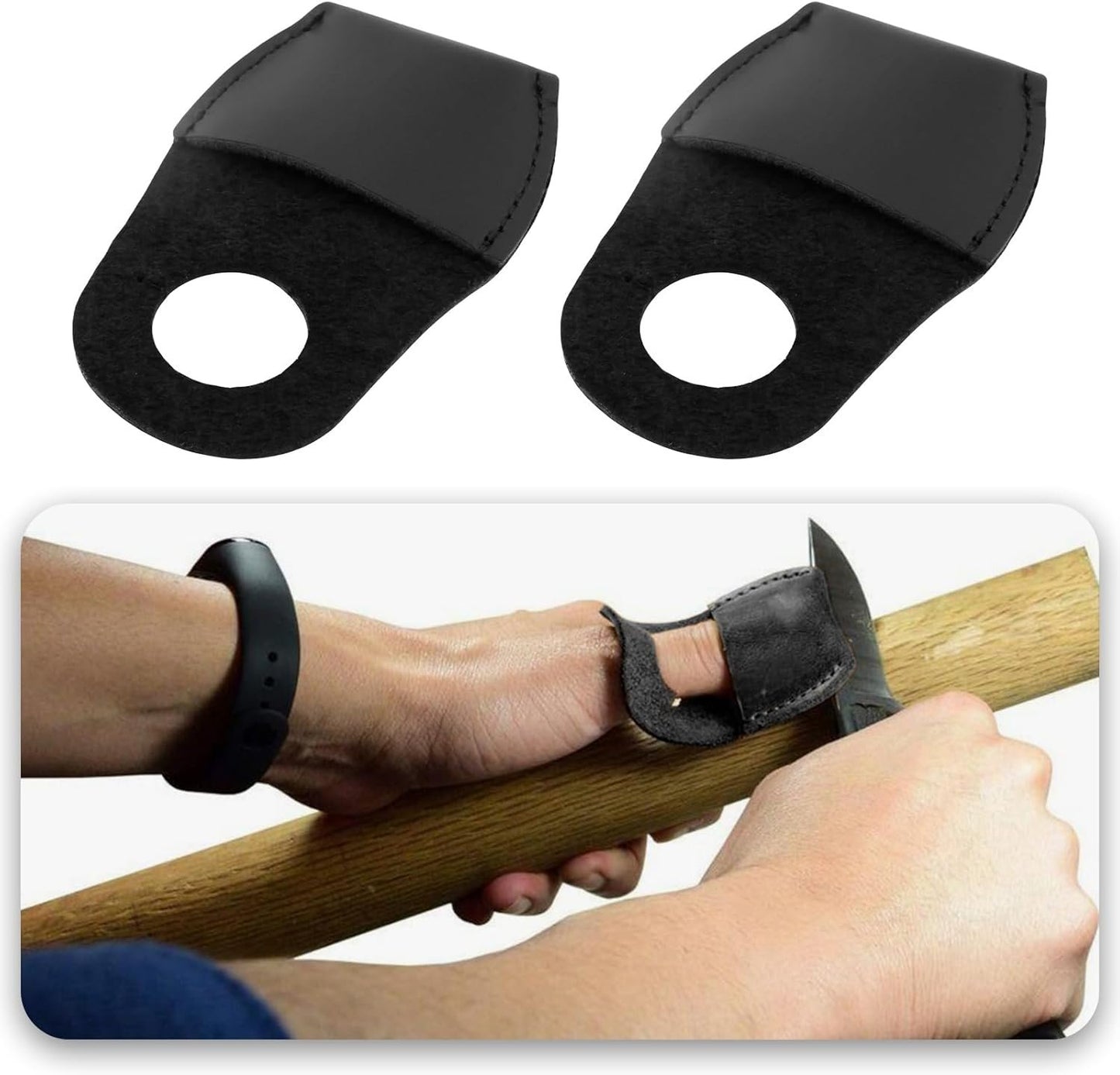 Briny River 2PCS Leather Thumb Guard 80x52mm Woodworking Carving Tool Thumb Protector Finger Thimble Guards Tools for Handmade Carpenter Carving Black