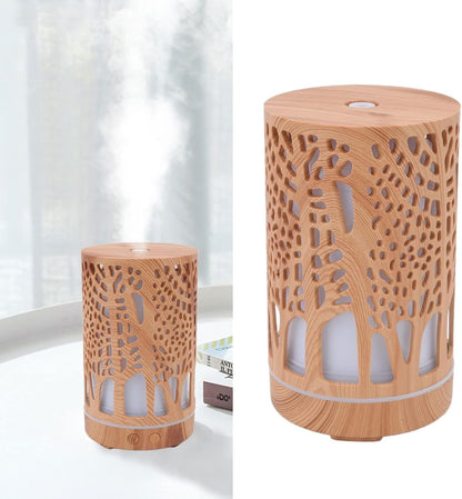 200ml Essential Oil Diffuser, Remote Control Wood Grain Air Aroma Diffuser, Fragrant Oil Humidifier Vaporizer with 7 LED Color Light for Home (US-Wooden)