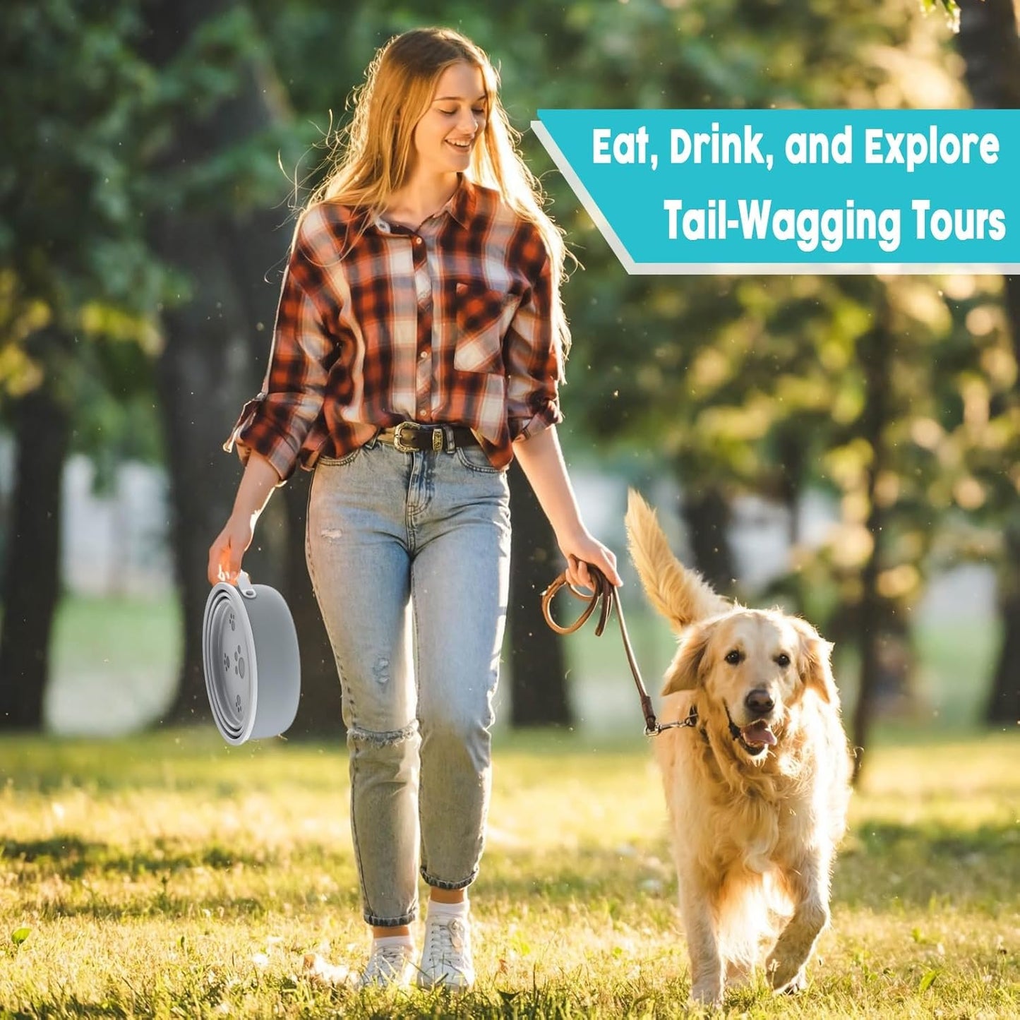 Travel Dog Bowls with Lid, 2 in 1 30Oz Collapsible Dog Water Bowl, 40Oz Stainless Steel Dog Food Bowl Foldable Silicone Water Bowl Portable Pet Feeding Watering Dish for Medium/Small Dogs,Cats