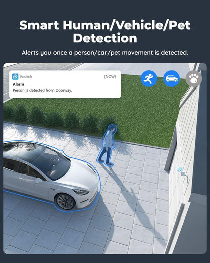 Reolink 5MP 2.4/5GHz Dual Band WiFi Battery Powered Security Camera, Smart Person/Vehicle/Pet Detection, Spotlight Activated by Motion, Argus 3 Pro