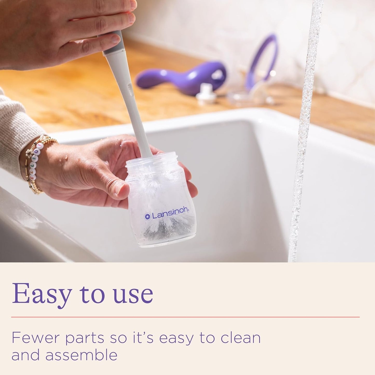 Lansinoh Manual Breast Pump, Ergonomic, Easy Express & Dual Mode, 1 Count, Includes 2 Flange Sizes (Standard & Large), and NaturalWave Nipple, Cap & Collar, All for Ideal Suction, Storage and Feeding