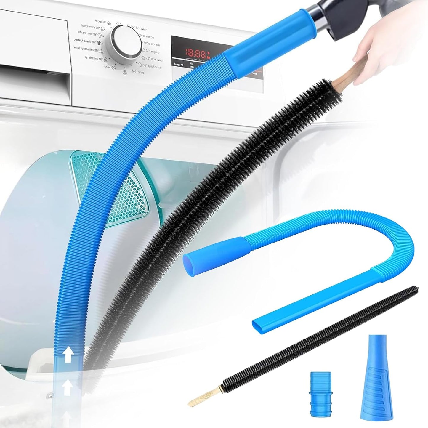 Dryer Duct Cleaning Kit - Vent Tool, Lint Brush | Vacuum Attachment with Flexible Rod Set For Pipe Trap Exhaust Hose Dust Removal Appliance Maintenance Safety Interior House Use Accessories