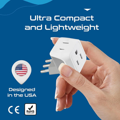 Ceptics Canada to Italy, Chile, Libya Travel Adapter (Type L) - Dual Input - Ultra Compact - Charge your Cell Phone, Laptops, Tablets (CT-12A, 3 Pack)