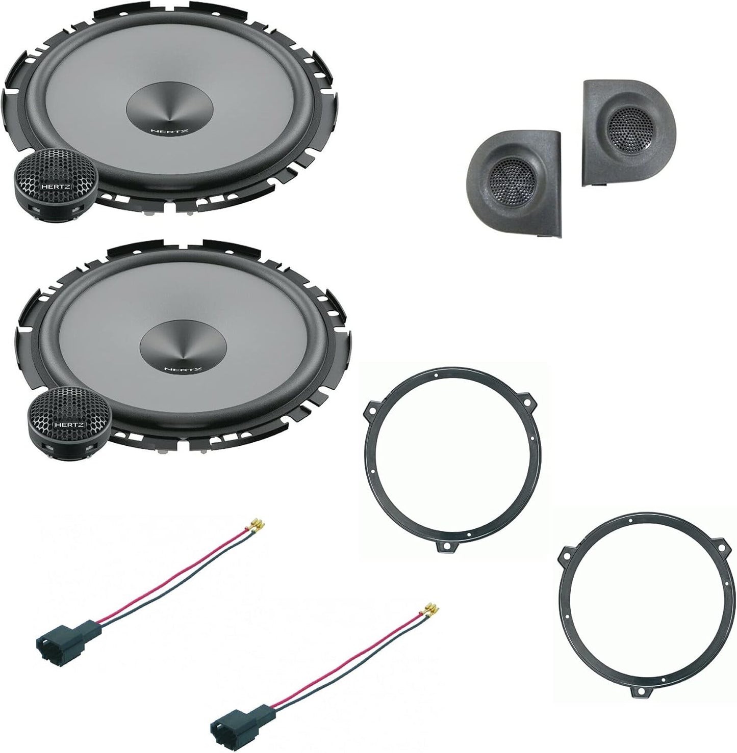 Kit of 4 Speakers Compatible with Fiat Panda from 2003 to 2012 169 Second Series with Adapters and Tweeter Supports and Speakers Hertz One Rear K170